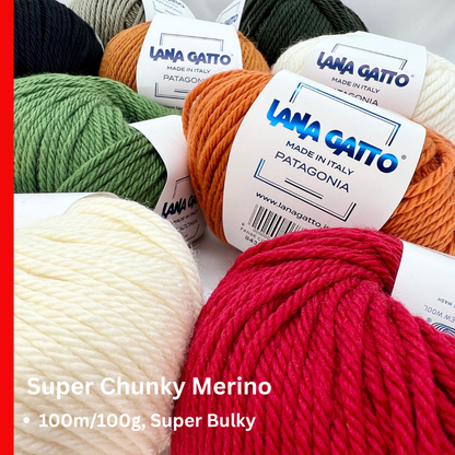 Lana Gatto Patagonia 100 percent pure new wool Italian super chunky yarn from iDOKNiT