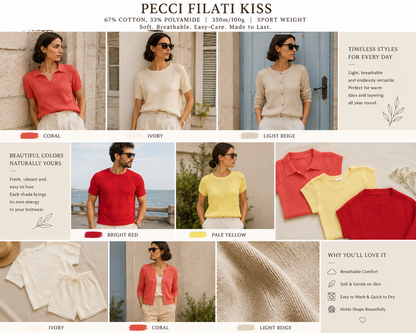 Pecci Filati Kiss Italian cotton polyamide blend sport weight elastic chainette yarn on cone from iDOKNiT