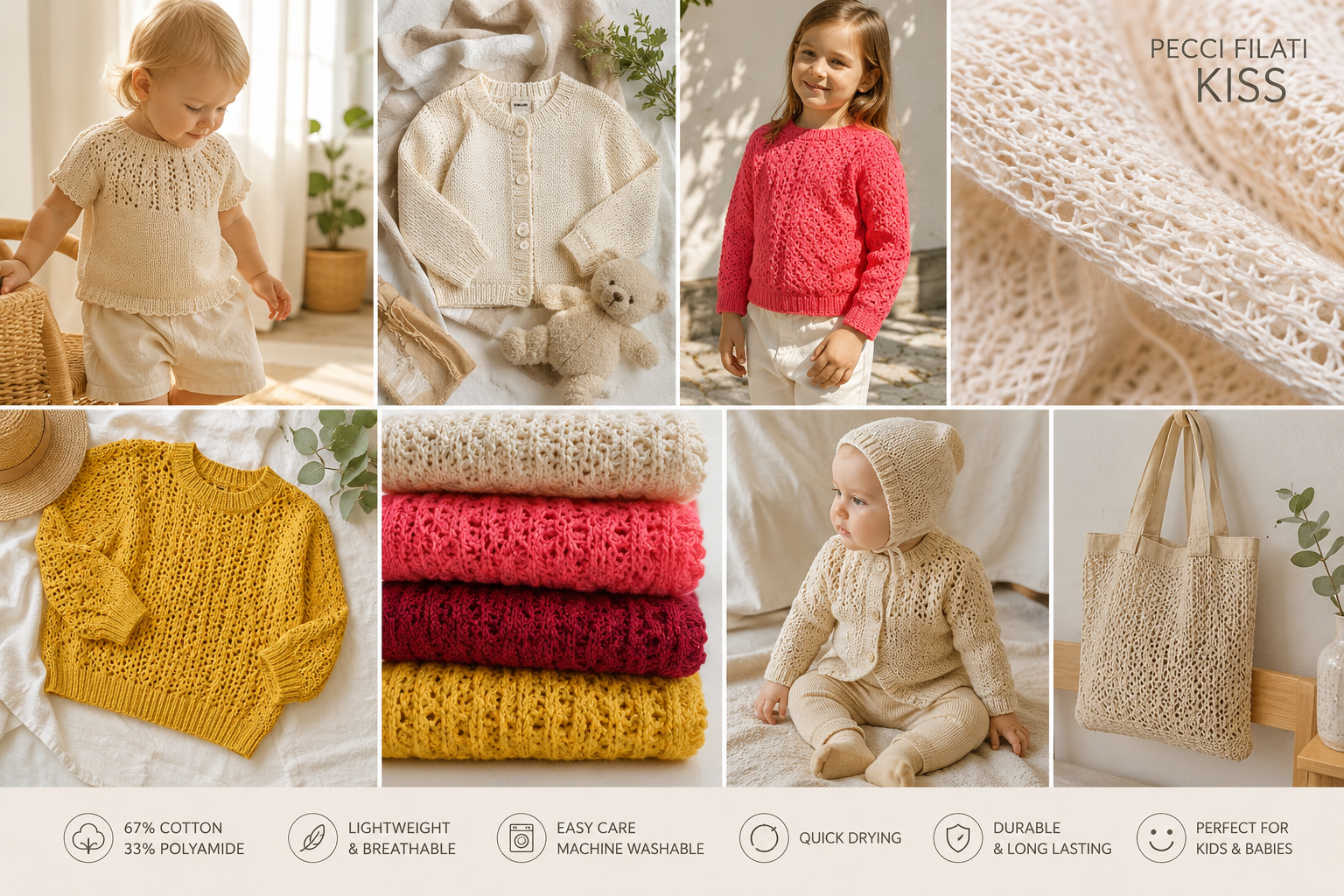 Pecci Filati Kiss Italian cotton polyamide blend sport weight elastic chainette yarn on cone from iDOKNiT