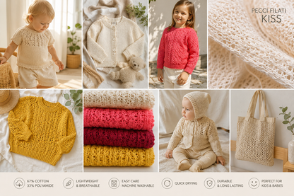 Pecci Filati Kiss Italian cotton polyamide blend sport weight elastic chainette yarn on cone from iDOKNiT
