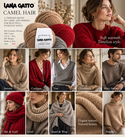 Lana Gatto Camel Hair 60 percent Merino Wool 40 percent Camel Italian DK weight yarn from iDOKNiT