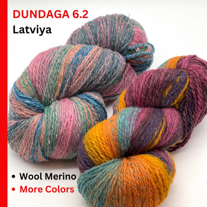 Пряжа Dundaga 6.2 Merino 30 Wool 70, доступна в мотках и кусках, вес DK, двойная складка, 230 м/100 г (252 ярда/3,52 унции)