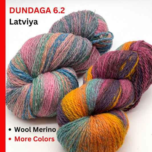 Dundaga 6.2 Merino 30 Wool 70 Yarn, Aailable in Skeins and Cakes, DK Weight Double Ply, 230m/100g (252y/3.52oz)