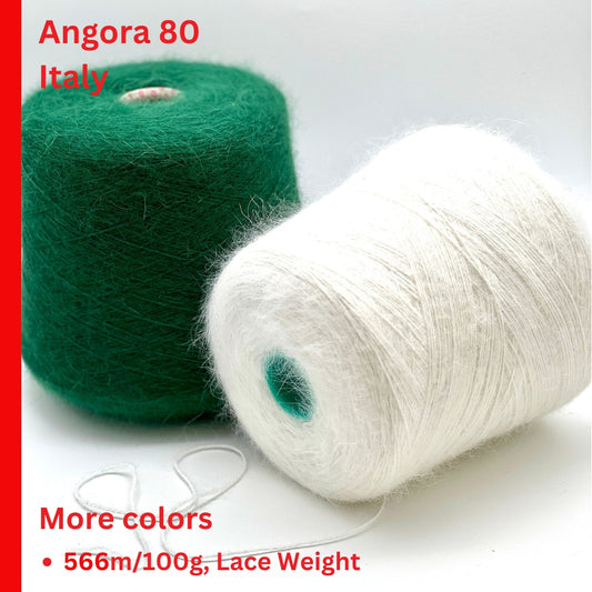 Biagioli Modesto Angora 80 Italian yarn at iDOKNiT. 80% Angora 20% Polyamide blend with soft fluffy halo. Premium Light Fingering fiber at iDOKNiT.com.