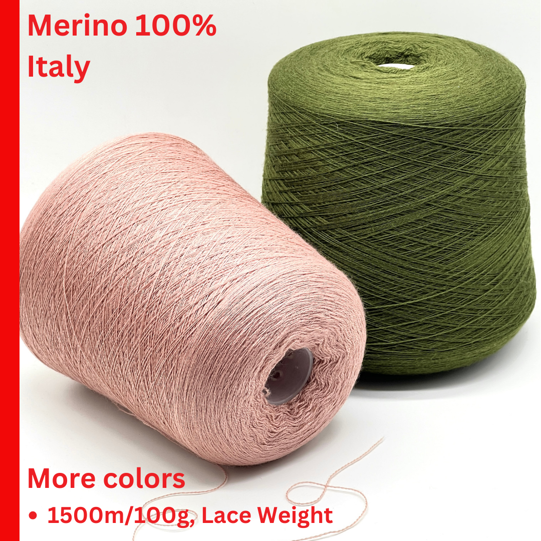 Premium iDOKNiT RiGo JASMINE 100% Extrafine Merino lace weight yarn in Nm 2/30, showcasing the elegant drape and superior Italian wool quality for luxury lace knitting.