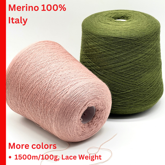 Premium iDOKNiT RiGo JASMINE 100% Extrafine Merino lace weight yarn in Nm 2/30, showcasing the elegant drape and superior Italian wool quality for luxury lace knitting.