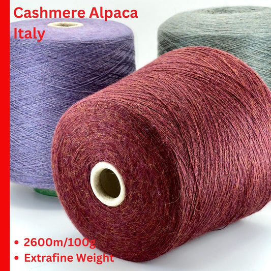 Loro Piana luxury Italian lace weight yarn, 60% cashmere and 40% alpaca blend in multicolor tones, ultra-fine Nm 1/26 industrial construction for high-end knitting at iDOKNiT.