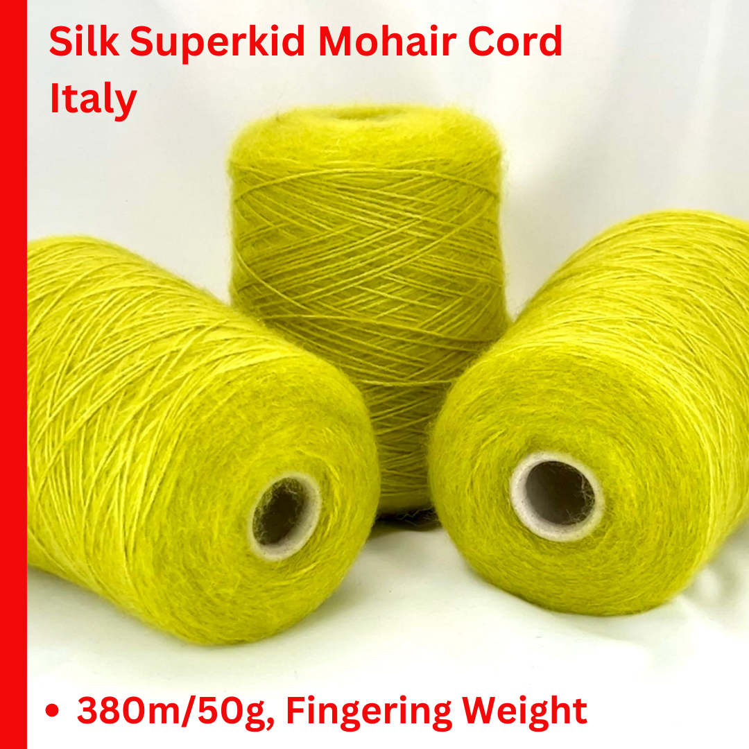 Silk and superkid mohair cord chain yarn on cone made in Italy by Filcom. Only at IDOKNIT shop.