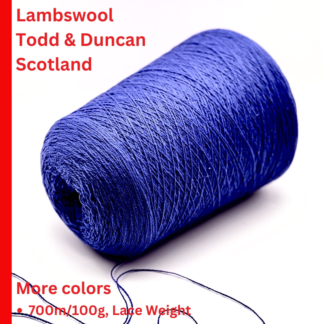 Todd & Duncan LAMAINE luxury 100% lambswool fine weight yarn, Nm 2/14 industrial construction made in Scotland, soft first-shearing wool for premium knitting and crochet at iDOKNiT.