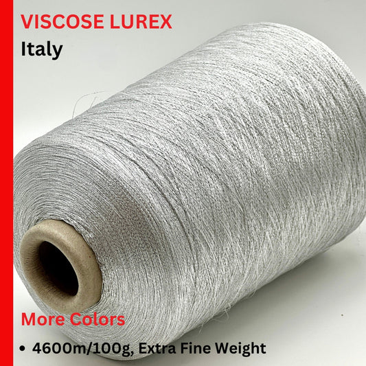 VISCOSE LUREX Glitter Yarn, Premium Italian Yarn, Extra Fine Weight, 4600m/100g (5030y/3.52oz)