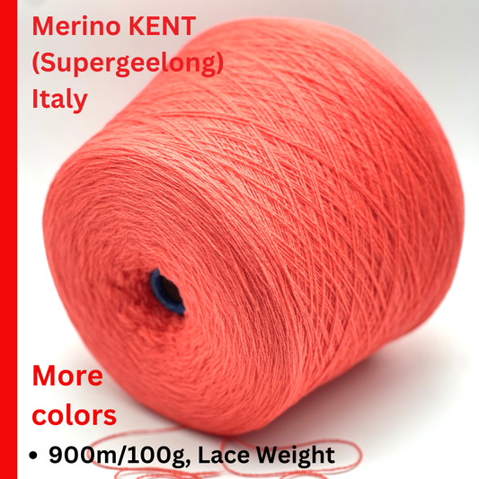 High-quality iDOKNiT Zegna Baruffa KENT 100% Extrafine Merino lace yarn in Nm 2/18, featuring a refined high-twist texture and superior Italian wool softness.