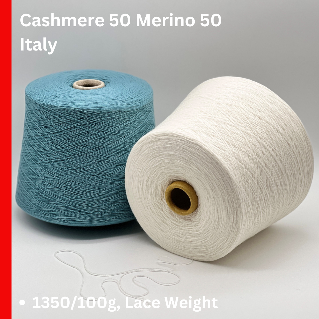 Merino 50 Cashmere 50 Yarn, LEGEND, Premium Italian Yarn by Loro Piana, Available on Cone or in Balls, Lace Weight, 1350m/100g (1476y/3.52oz)