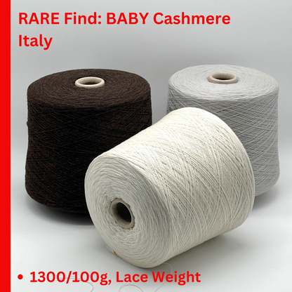 Luxury Baby Cashmere 2/26 yarn by Loro Piana, Italy — 100% baby cashmere lace-weight yarn with ultra-soft texture and refined finish, professionally curated and sold by iDOKNiT.