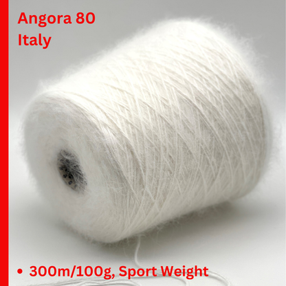Italian Angora blend yarn by Biagioli Modesto with soft halo and lightweight texture, sport weight yarn for sweaters and accessories, sold by iDOKNiT