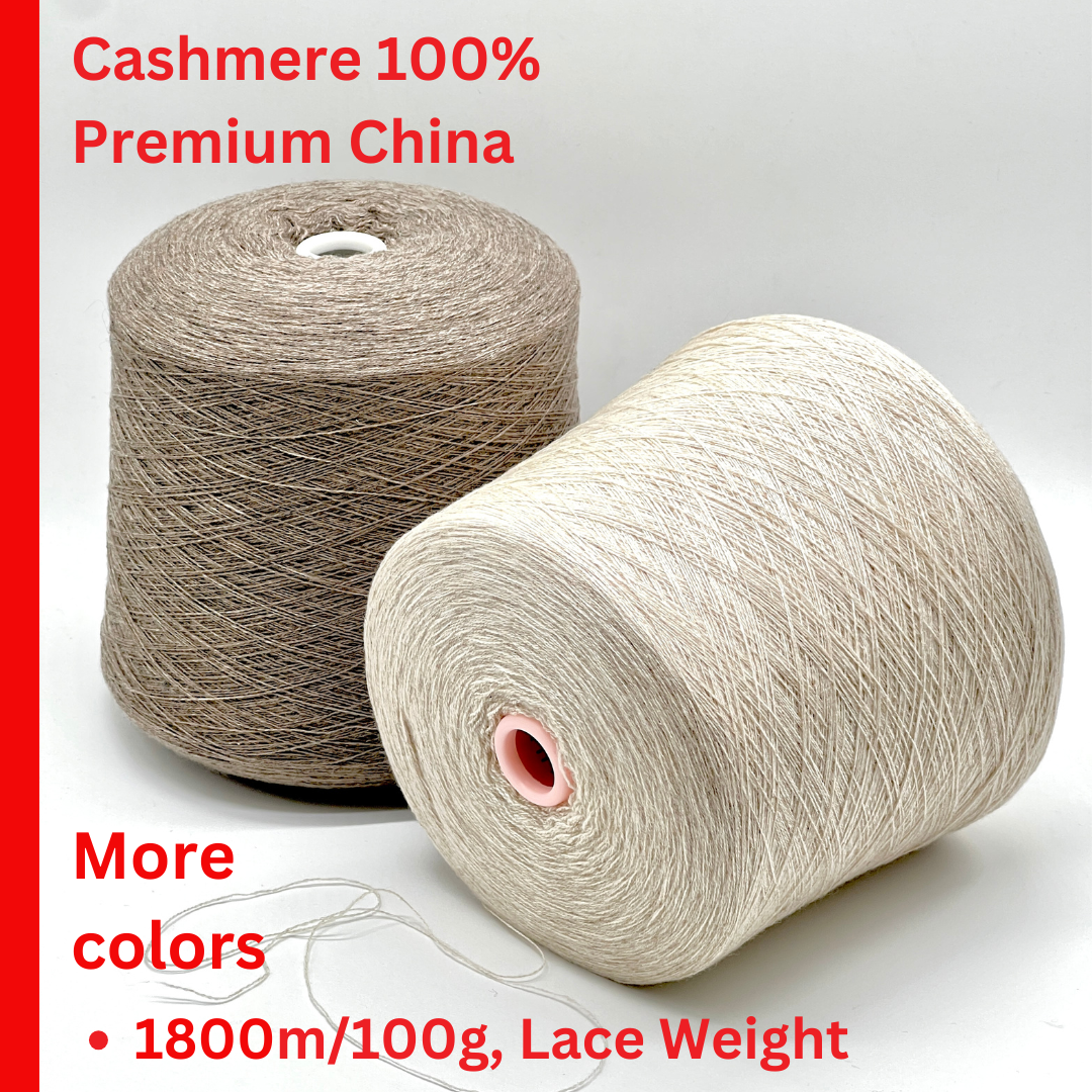 Prestige iDOKNiT ELEGANCE 100% Cashmere lace weight yarn, 2-ply Nm 2/36 construction, sourced from Italian luxury fashion stock for elite softness and professional knitting.