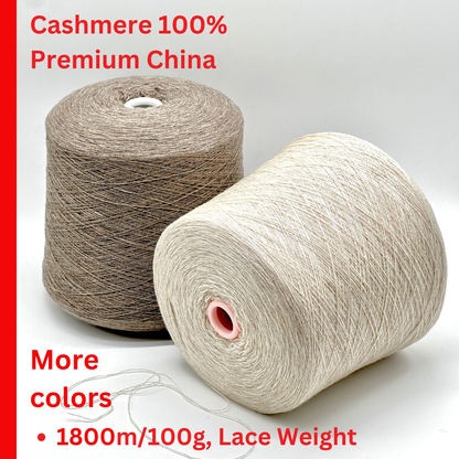 Prestige iDOKNiT ELEGANCE 100% Cashmere lace weight yarn, 2-ply Nm 2/36 construction, sourced from Italian luxury fashion stock for elite softness and professional knitting.