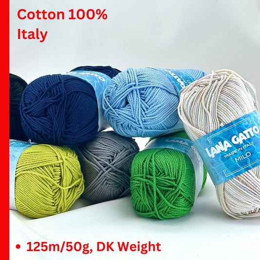 Lana Gatto MILO 100% cotton yarn ball made in Italy