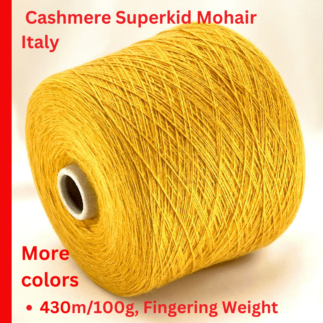 KIRK CLOUD by Gruppo Filpucci Italy, luxury fingering yarn, 75% cashmere 25% super kid mohair, Nm 4300, 430 meters per 100 grams, soft halo Italian yarn