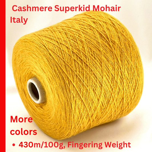 KIRK CLOUD by Gruppo Filpucci Italy, luxury fingering yarn, 75% cashmere 25% super kid mohair, Nm 4300, 430 meters per 100 grams, soft halo Italian yarn