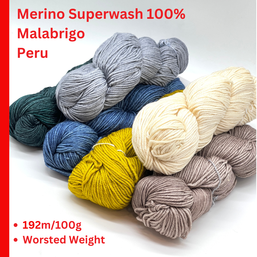 Premium iDOKNiT worsted weight yarn, RIOS by Malabrigo Peru. 100% superwash merino wool, 4-ply construction for stitch definition, 192m/100g. Hand-dyed authentic Peruvian yarn curated by iDOKNiT for durable, soft, and professional knitting projects.
