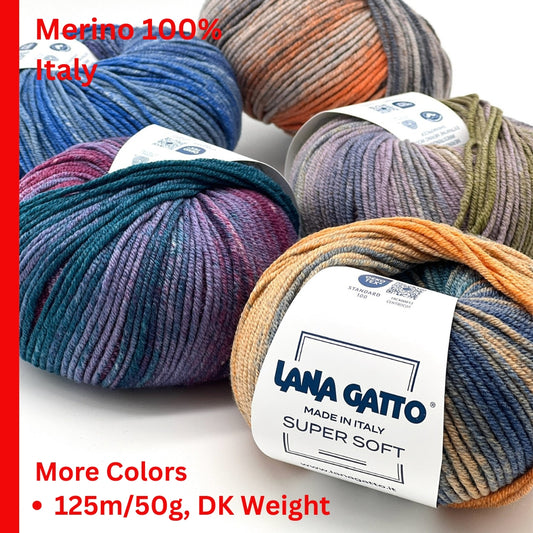 Lana Gatto SUPER SOFT Print Colors yarn ball – extra fine merino wool made in Italy