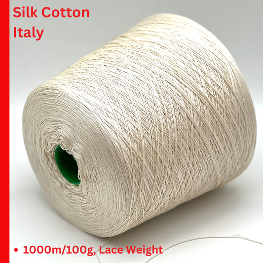 Botto Giuseppe Moorea Silk and Cotton lace weight yarn from iDOKNiT. Premium Italian-spun ultra-fine fiber for luxury knitting and weaving, 1000m per 100g.