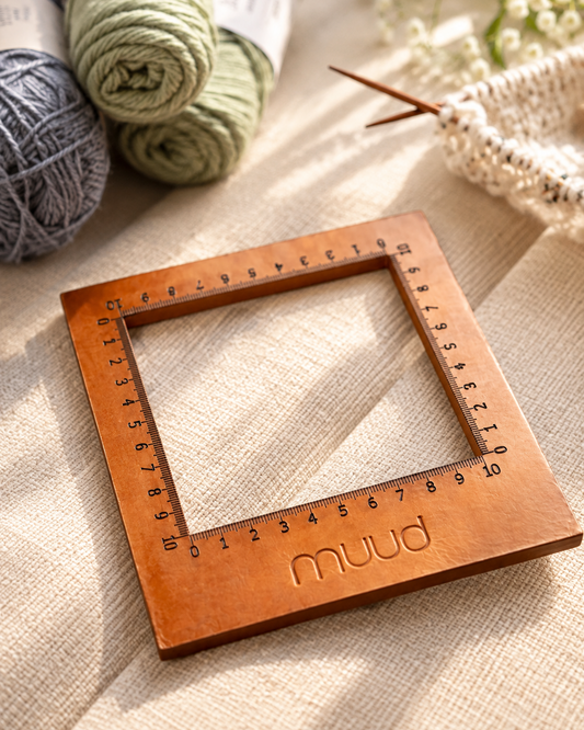 muud Dana genuine leather swatch 10x10 cm knitting gauge tool from iDOKNiT
