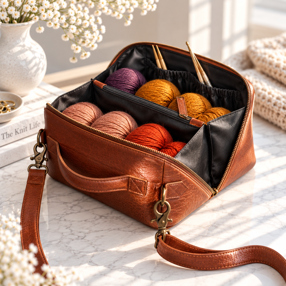 muud Cleo genuine leather box style crossbody project bag from iDOKNiT