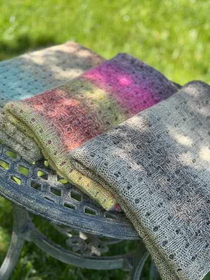 Gradient Hand-Knitted Palantine Shawl Scarf, Dundaga Wool Alpaca Oversized Wrap, Van Gogh Monet Goya Artist Collection