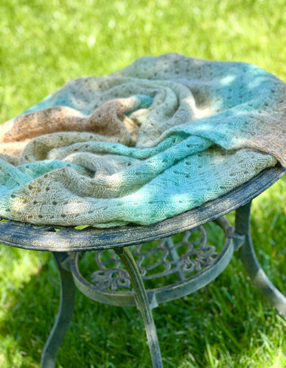Gradient Hand-Knitted Palantine Shawl Scarf, Dundaga Wool Alpaca Oversized Wrap, Van Gogh Monet Goya Artist Collection