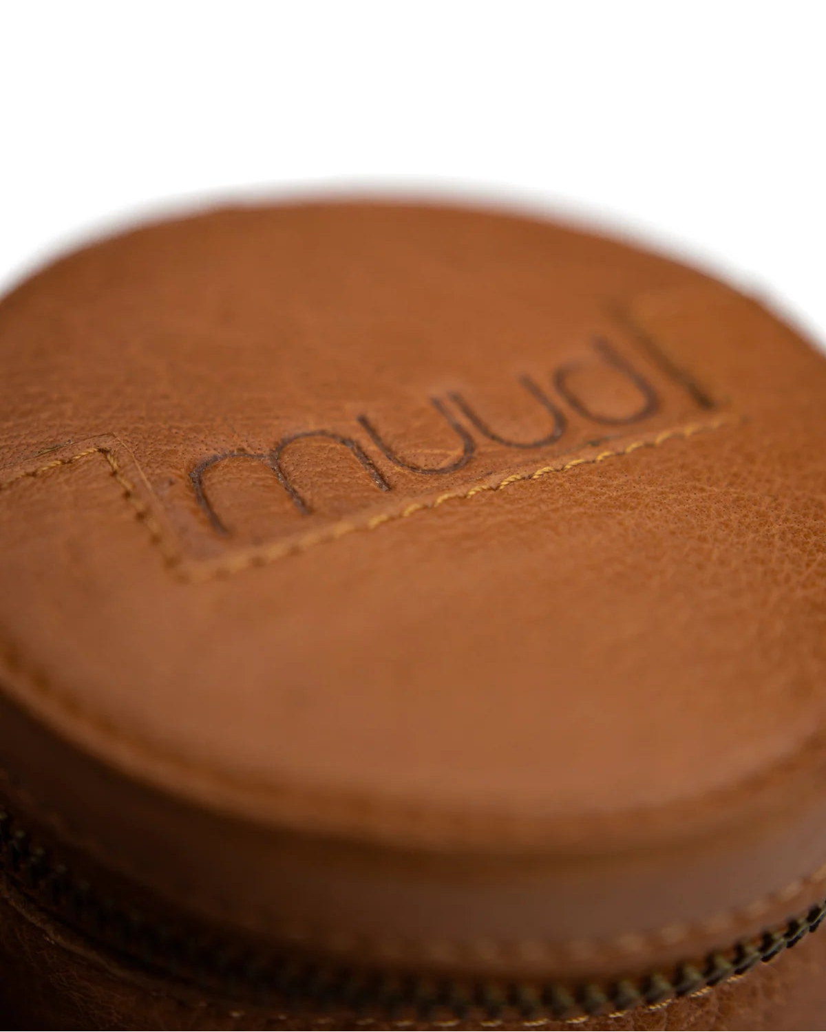 muud HELSINKI genuine leather cylindrical knitting accessories case with zipper closure from iDOKNiT
