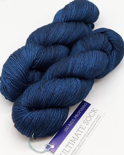 Premium iDOKNiT fingering weight yarn, ULTIMATE SOCK by Malabrigo Peru. Durable blend of 75% superwash merino wool and 25% nylon, 385m/100g. Hand-dyed authentic Peruvian yarn curated by iDOKNiT for resilient socks, garments, and shawls with superior 4-ply stitch definition.