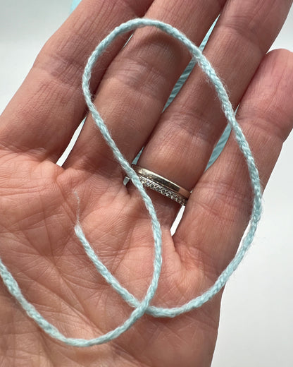Elite iDOKNiT lace weight stretch yarn, SCOOBYGUM by Pecci Filati Italy. High-performance blend of 75% Cotton Makò and 25% Elastane, Nm 6500, providing 650m per 100g. Authentic Italian-made yarn in 2173 Pale Aqua, curated by iDOKNiT for lightweight garments requiring excellent elasticity, comfort, and shape retention.