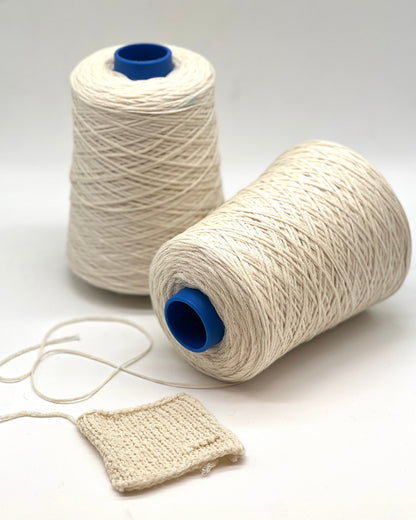 Exclusive iDOKNiT chunky weight yarn, DOMUS SILK by RiGo Italy. High-end blend of 60% cotton and 40% silk with a modern chainette (chain-cable) structure, providing 130m per 100g. Authentic Italian-made luxury fiber curated by iDOKNiT for breathable, soft, and textured knitwear with excellent stitch definition.