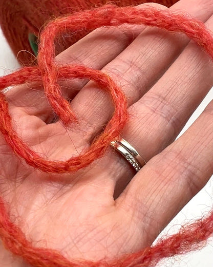 Exclusive iDOKNiT sport weight yarn, CATENA RIBE by Di.Ve Italy. High-end blend of 63% superfine alpaca and 37% polyamide featuring a modern chainette (chain-cable) structure, providing 300m per 100g. Authentic Italian-made luxury fiber curated by iDOKNiT for lightweight, halo-soft knitwear with excellent thermal properties and durability.