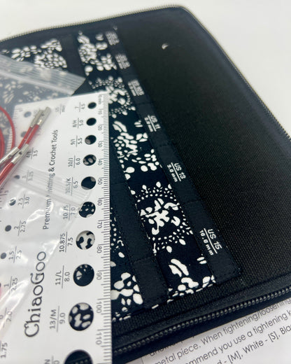 ChiaoGoo TWIST SS 5" Small interchangeable knitting needle set with surgical stainless steel lace tips and zippered fabric case for iDOKNiT.