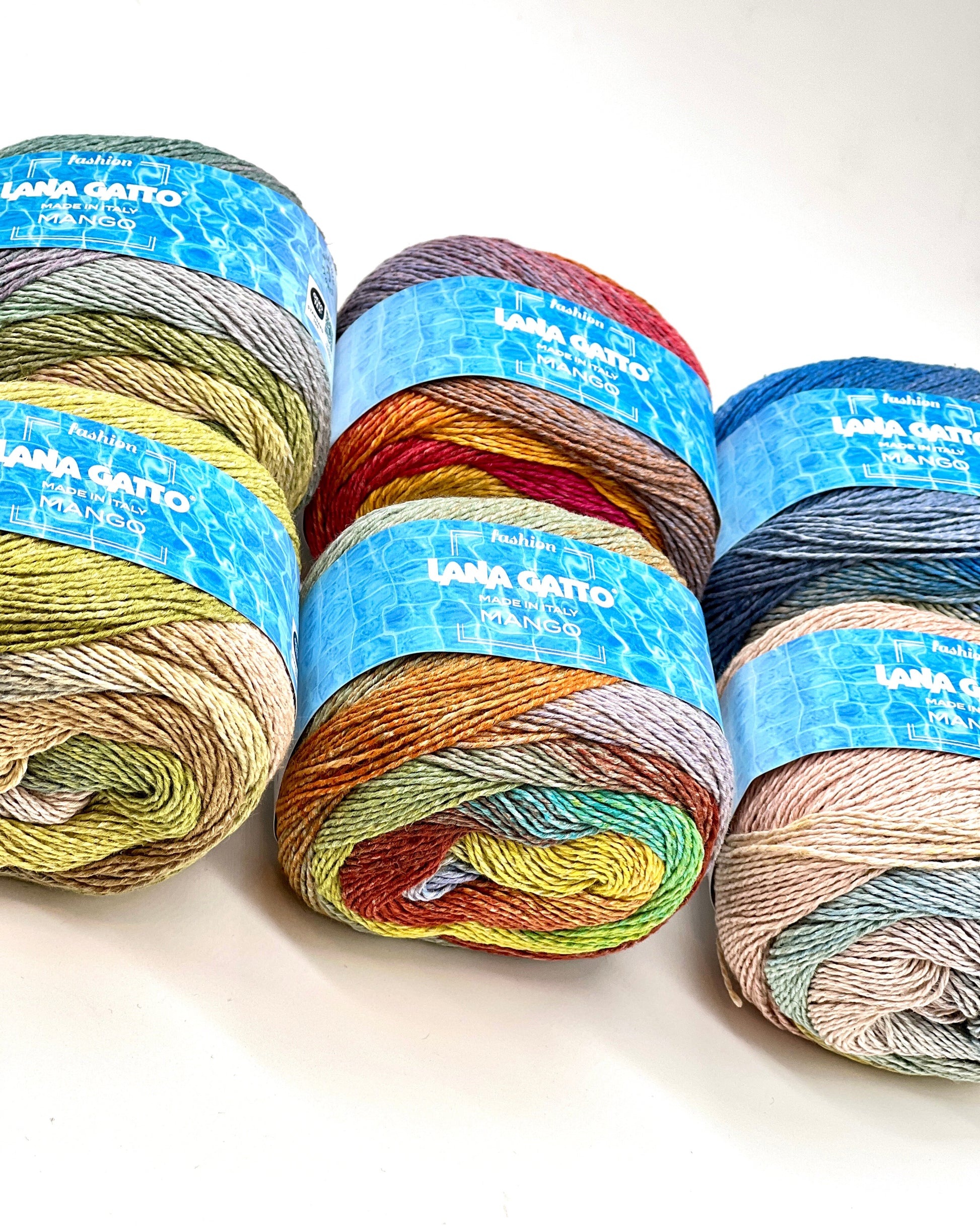 Lana Gatto MANGO eco-friendly multicolour cotton linen and viscose Italian sport weight yarn for summer knitting at iDOKNiT.
