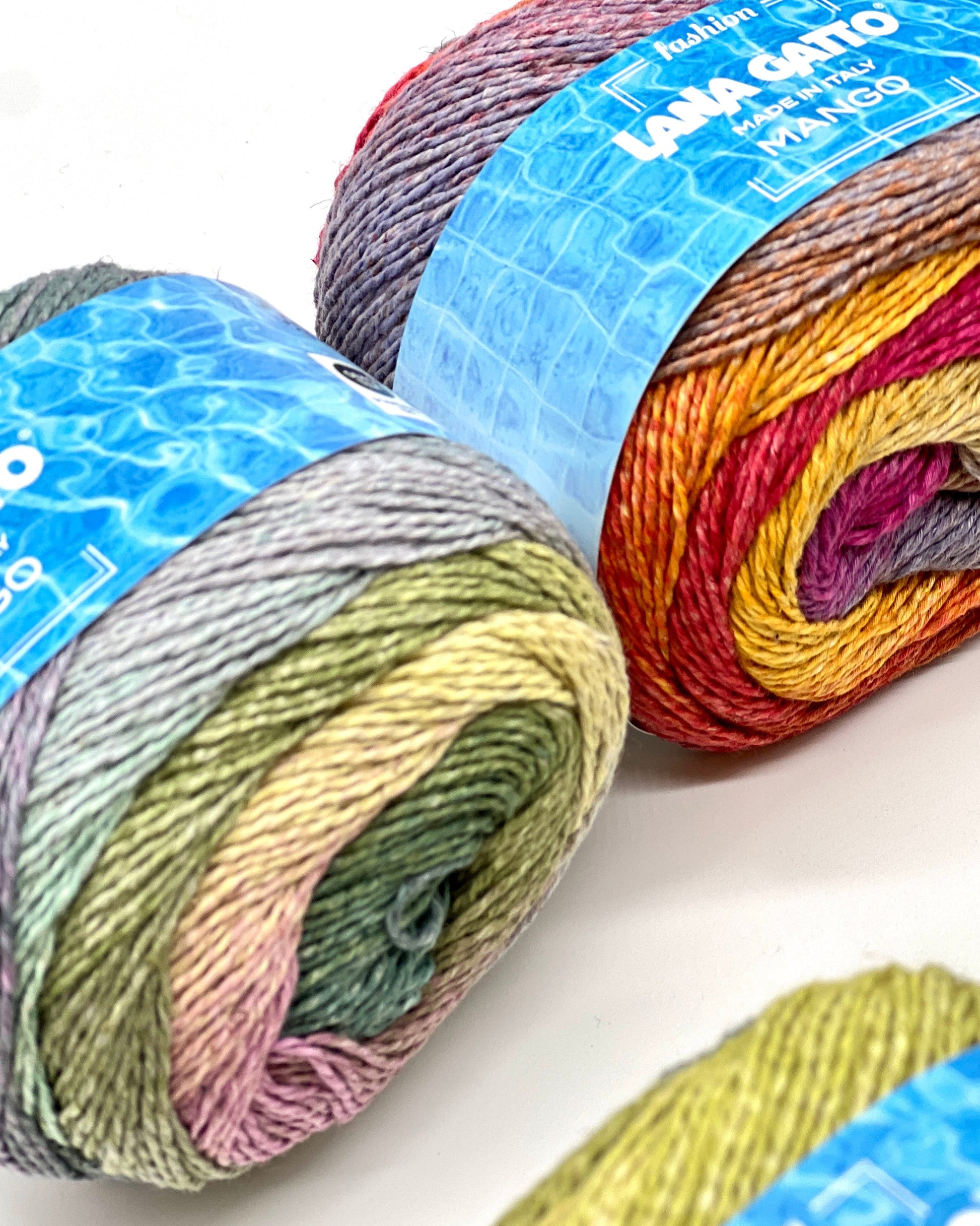 Lana Gatto MANGO eco-friendly multicolour cotton linen and viscose Italian sport weight yarn for summer knitting at iDOKNiT.