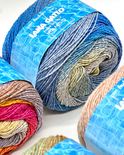 Lana Gatto MANGO eco-friendly multicolour cotton linen and viscose Italian sport weight yarn for summer knitting at iDOKNiT.