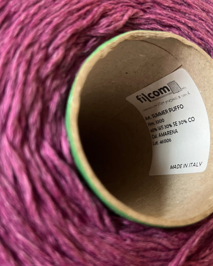 FILCOM SUMMER PUFFO luxury cashmere silk and cotton Italian sport weight chainette yarn for soft summer knitting at iDOKNiT.