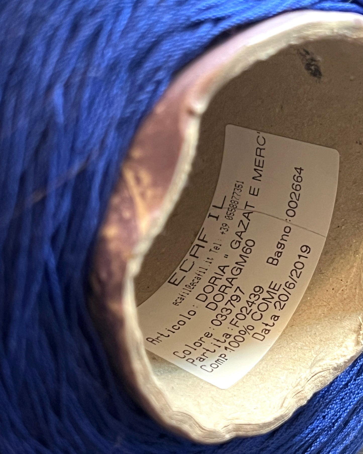 Mercerized cotton yarn cone ECAFIL DORAGM60 lace weight