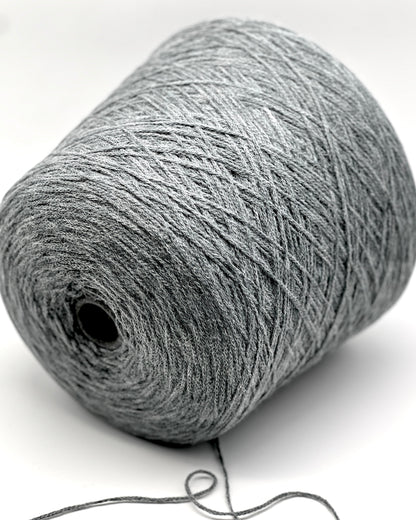 Gray skein of yarn on a white background