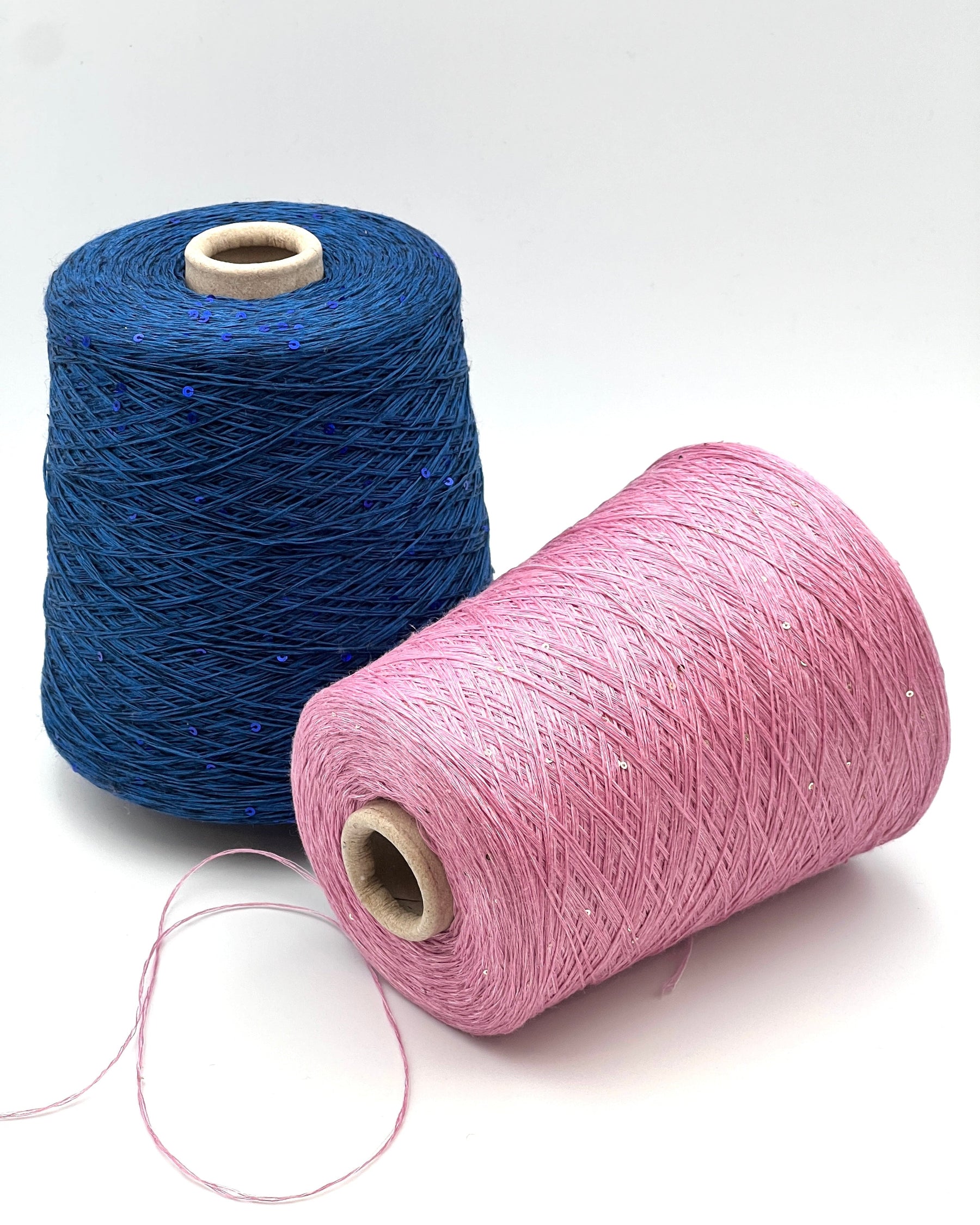 G&G FILATI LINO 6500 Italian 100% linen lace weight yarn with integrated 2 mm paillettes on cone for knitting, crochet, weaving, and machine knitting  