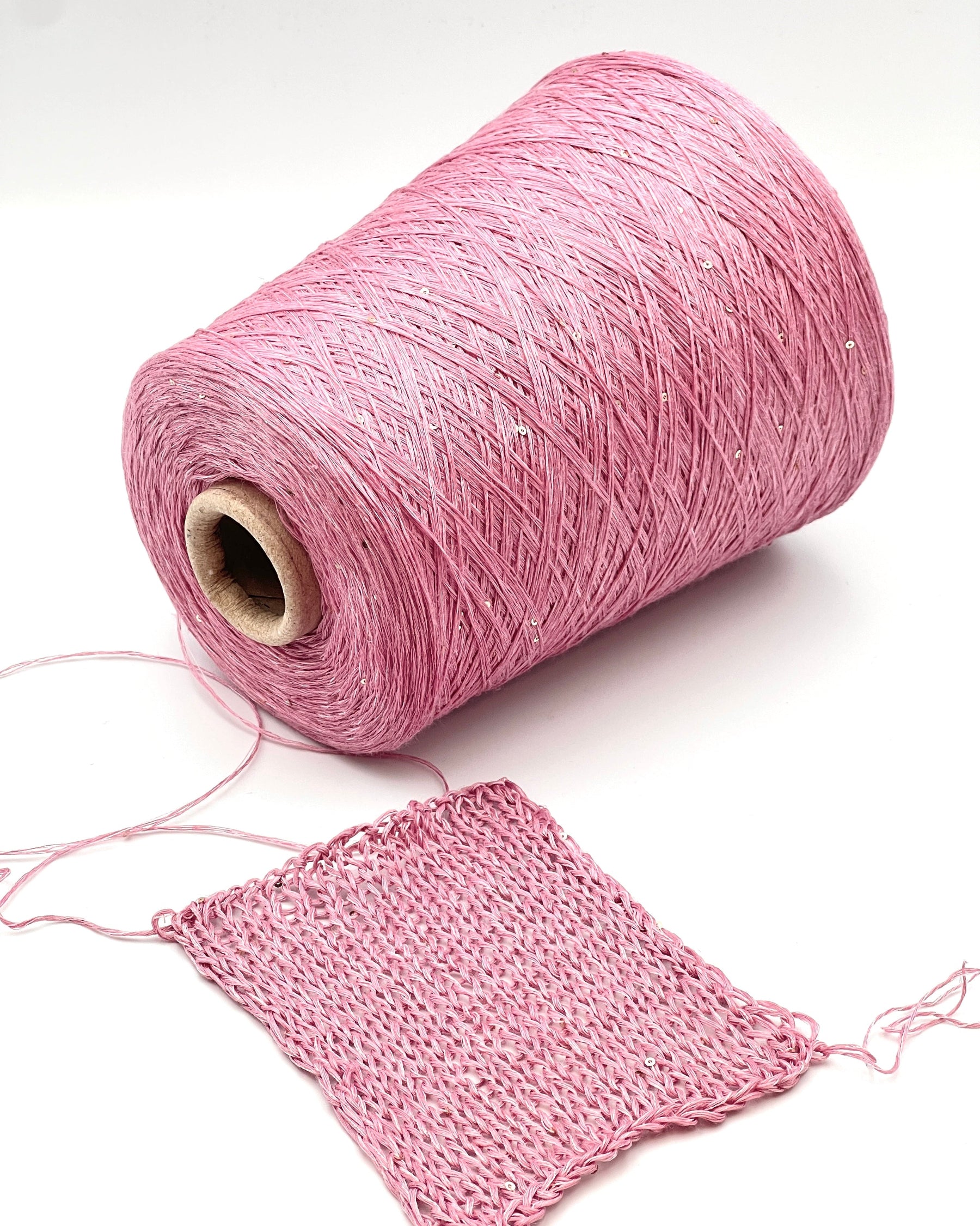 G&G FILATI LINO 6500 Italian 100% linen lace weight yarn with integrated 2 mm paillettes on cone for knitting, crochet, weaving, and machine knitting  