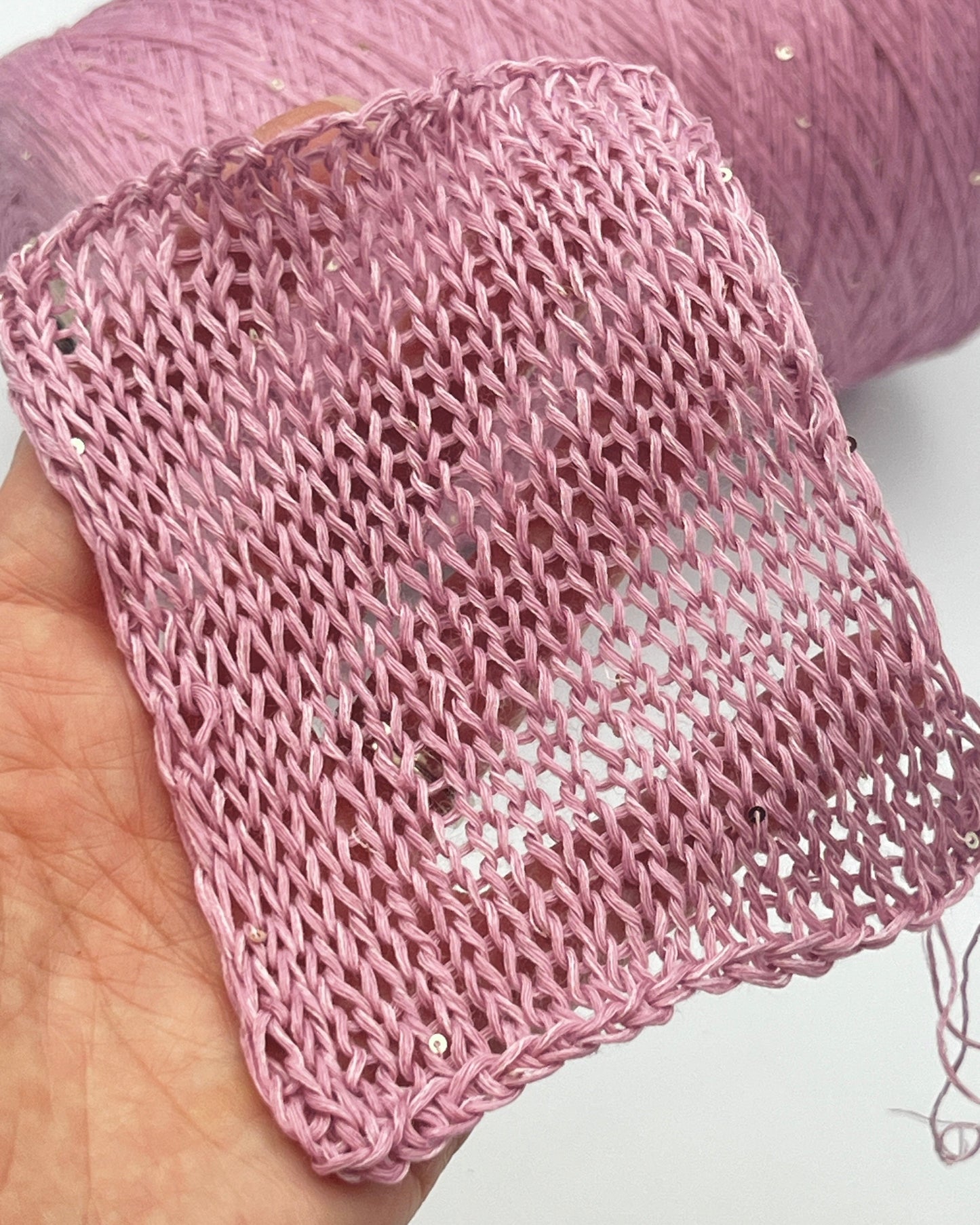 G&G FILATI LINO 6500 Italian 100% linen lace weight yarn with integrated 2 mm paillettes on cone for knitting, crochet, weaving, and machine knitting  