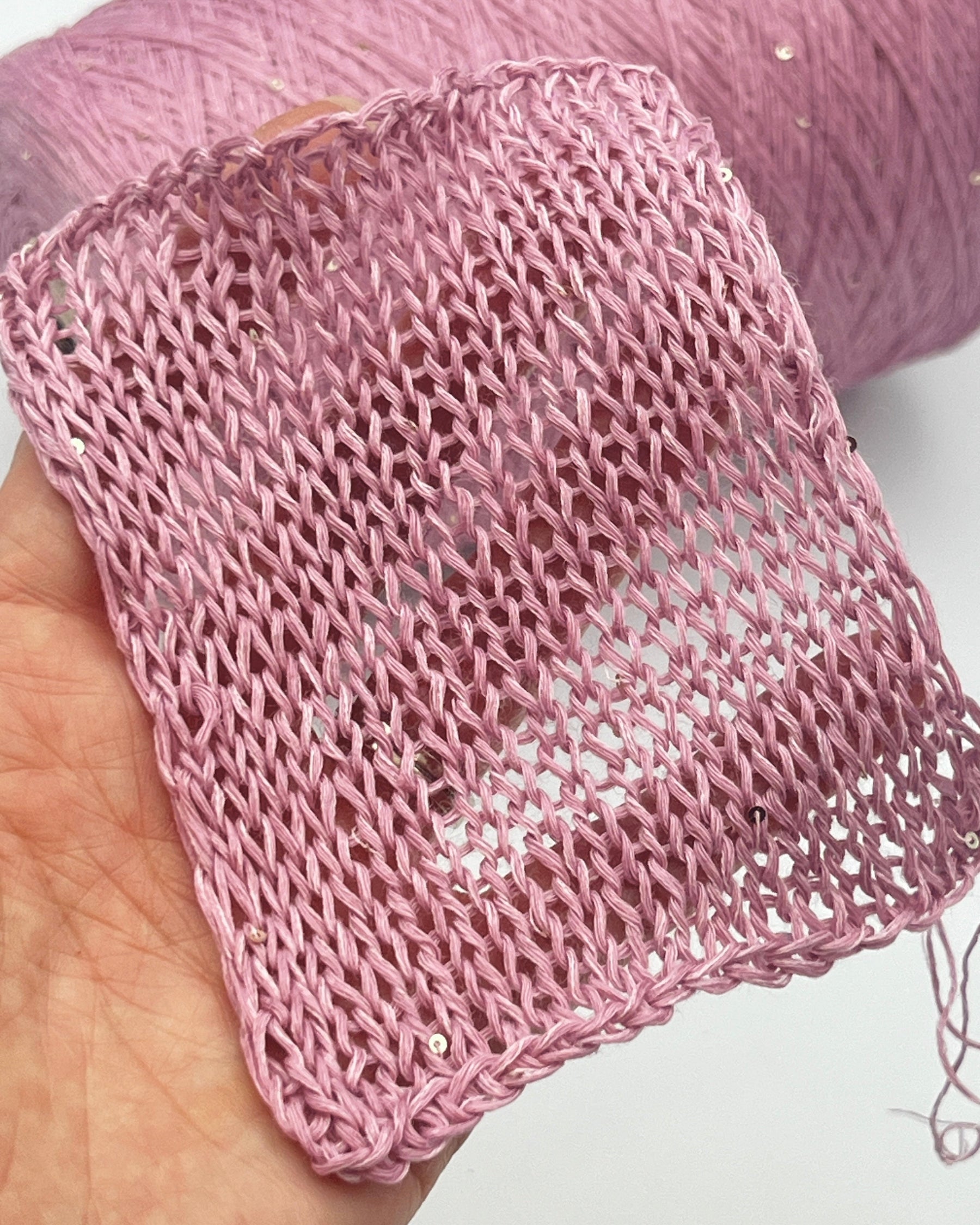 G&G FILATI LINO 6500 Italian 100% linen lace weight yarn with integrated 2 mm paillettes on cone for knitting, crochet, weaving, and machine knitting  