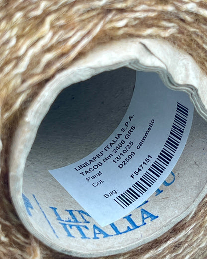 LINEAPIU TACOS Italian cotton linen wool blend DK weight irregular slub fantasy textured yarn on cone for knitting crochet and weaving from iDOKNiT