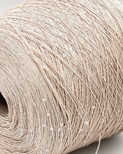 GG FILATI VISCOLINO Italian flax linen viscose blend lace weight yarn with integrated 3mm holographic sequins on cone from iDOKNiT