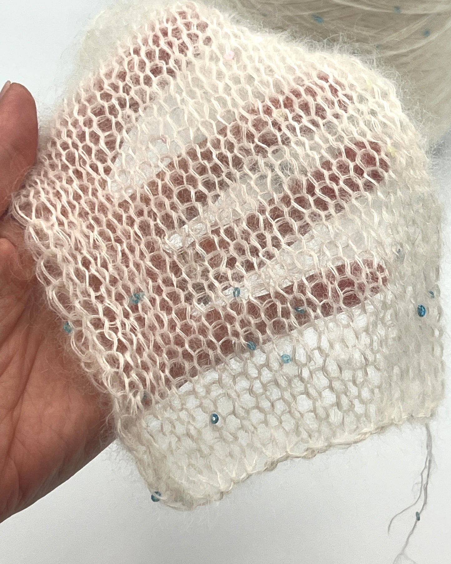 GG FILATI CIGNO Italian superkid mohair silk lace fingering weight yarn with integrated 3mm sequins on cone from iDOKNiT
