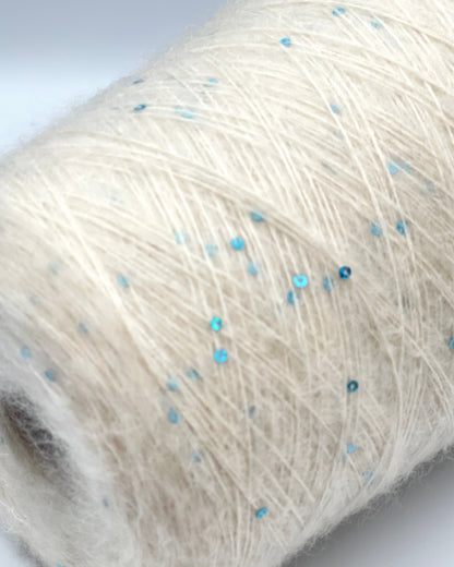 GG FILATI CIGNO Italian superkid mohair silk lace fingering weight yarn with integrated 3mm sequins on cone from iDOKNiT